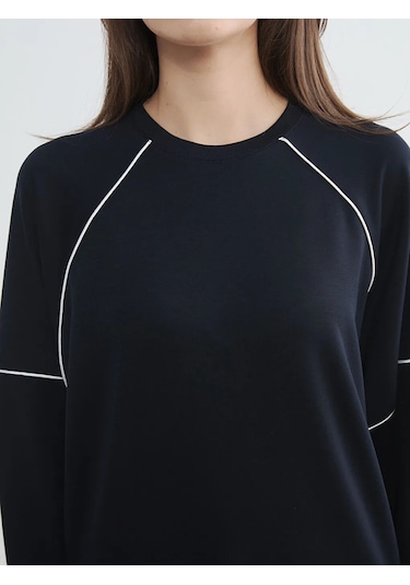 Lc Waikiki Lacivert Bisiklet Yaka Kadın Sweatshirt