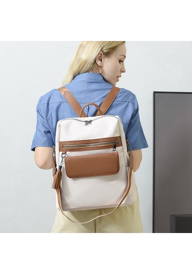 Basit Renk Uyumlu Retro Kadın Sırt Çantası Yeni Stil Boş Zaman Büyük Kapasiteli Öğrenci Çantası Amerikan Tarzı Omuz Sırt Çantası Diğer