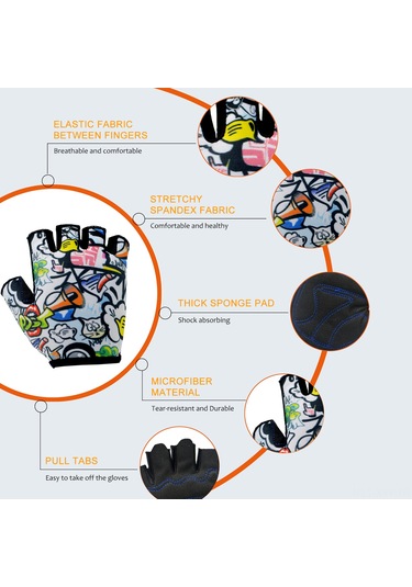 Yaleker Mt094 Çocuk Bisiklet Eldiveni - Mikrofiber Ve Spandeks Malzeme, Şok Emici, Nefes Alabilir, Xs Boy