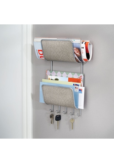 Idesıgn Mektupluk Anahtarlık Askılık 2 Katlı Metalik Gri 19X36 .