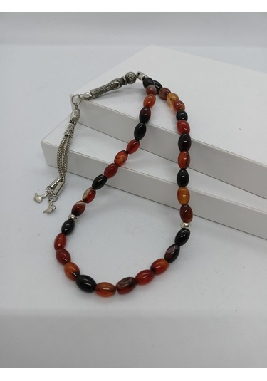 Balık Hediyelik Kızıl Kahve Akik Taşı Tespih