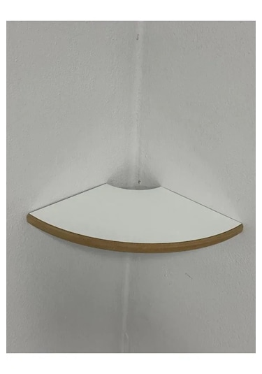 Yuvarlak Oval Köşe Raf, Rafın Kesik Köşesi, Beyaz Rustik Raf