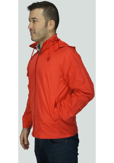 Uniprom Erkek Yağmurluk File Astarlı Kapşonlu Kırmızı