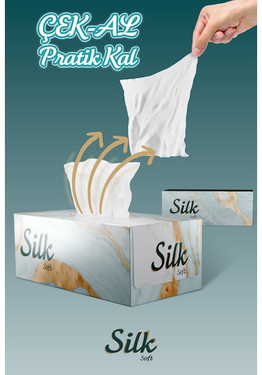 "500" Silk Soft Çift Katlı Pratik Mendil Çek Kullan Kutu Mendil 5adet X 100mendil