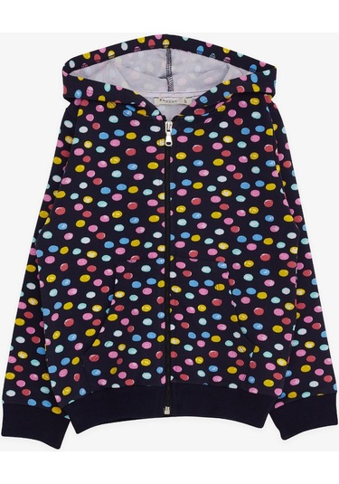 Breeze Kız Bebek Hırka Renkli Puantiye Desenli 9 Ay-3 Yaş, Lacivert-lacivert Lacivert