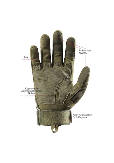 Single Sword Eklem Koruyucu Tam Parmak Motorcu Ve Bisiklet Eldiveni M-haki