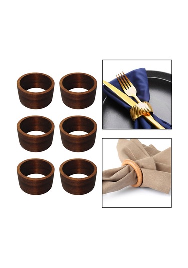 Suntek 5 Parça Peçete Halkaları Seti Oteller Tutucu Restoran Kahverengi