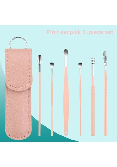 Kulak Temizleme Aracı Paslanmaz Çelik Kulak Temizleme Çubuğu Kiti Ve 1 Adet Saklama Çantası Kulak Kiri Sökücü Aracı Green