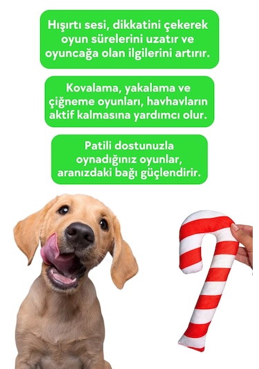 Havhav Yılbaşı Temalı Baston Şeker Köpek Oyuncağı