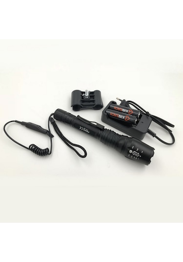 Police Ps-90 Cree T6 Led Avcılara Özel Şarjlı El Feneri Siyah