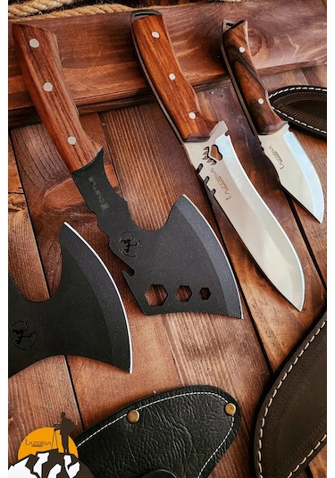 4 Lü Outdoor Balta Bıçak Set Kamp Baltası Bıçak Nacak Seti