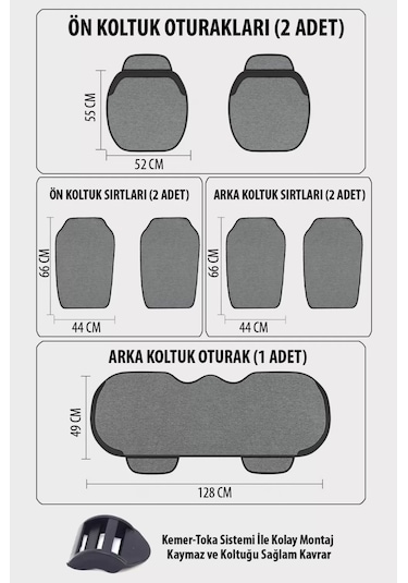 Araba Terletmez Ergonomik Koltuk Minderi 7 Parça - 5 Koltuk Tam Set Siyah Kırmızı