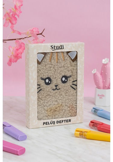 Studi Pelüş Ve Eğlenceli Defter - Kedi Figürlü