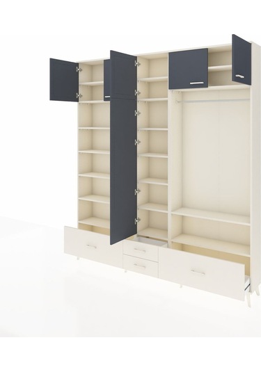 Arges Dolap 18 Raflı 4 Çekmeceli Tek Askılı 220x30x243 Aytaşı-antrasit/aytaşı Antrasıt/aytası Arges Dolap 18 Raflı 4 Çekmeceli Tek Askılı 220x30x243 Aytaşı-antrasit/aytaşı Antrasıt/aytası