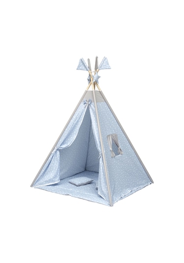 Exorbaby Xl Büyük Boy Ahşap Ve Pamuklu Oyun Çadırı , Oyun Evi Mavi