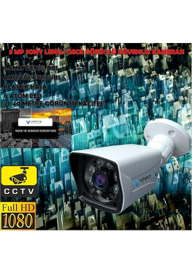 4 Kameralı 1 Tb Hdd 5mp Lensli 1080p Fullhd Kamera Seti - Su Gecirmez- Sabit İp Gerektirmez