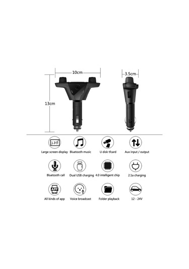 Bt06 Çift Usb Şarj Akıllı Bluetooth 4.0 + Edr Fm Verici Mp3 Müzik Çalar Araç Kiti İle 1.3 İnç Led Ekran, Destek Bluetooth Çağrısı, Tf Kart Ve U Disk
