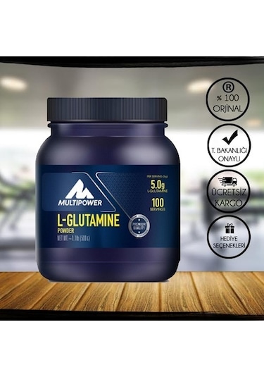 Multipower L-Glutamine Powder 500Gr + Hediye