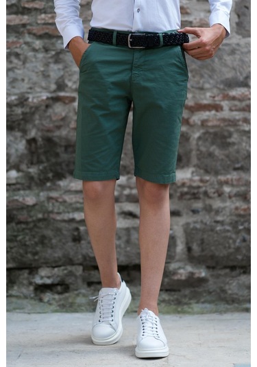 Gabardin Kumaş Bitik Desenli Pamuklu Regular Fit Chino Yan Cep Erkek Şort 001