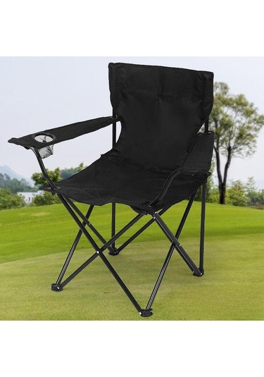Suntek Katlanmış Kamp Sandalyesi Bahçe Piknikleri Siyah