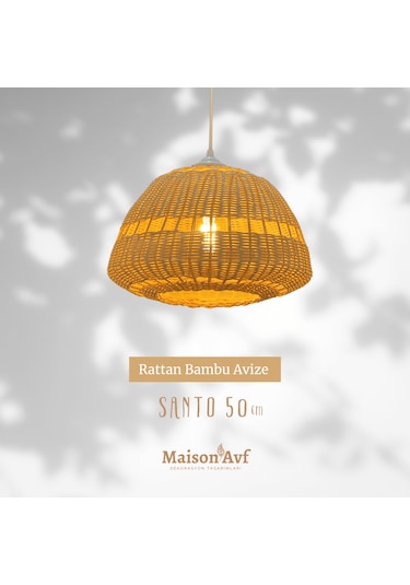 Santo Rattan Bambu Sarkıt Avize 50 Cm Bambu