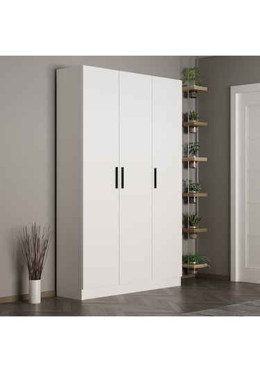 Minar Kale 210 Cm 3 Kapaklı 1b Raf Portmanto Beyaz