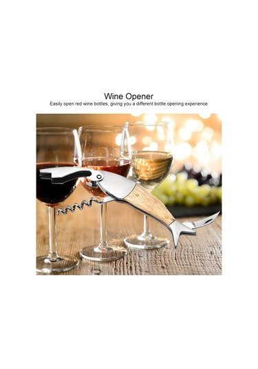 Sones Balık Şeklinde Şarap Açacağı Ahşap Saplı Çok Amaçlı Şarap Tirbuşonu Diğer