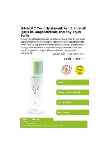 Ektoin Ve 7 Çeşit Hyaluronik Asit İle Güçlendirilmiş Nemlendirici Ve Yatıştırıcı Therapy Aqua Tonik
