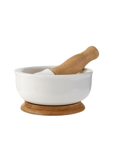 Homyl Pirinç Meyveleri Için Çömlekçilik Öğütme Kasesi Beyaz