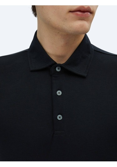 Siyah Düz Polo Yaka T-shirt Siyah
