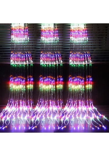 Soulader Led Şelale Işığı Dekoratif Aydınlatma Meteor Yağmuru Efekti Dize Ampul İçin Bahçe Balkon Parti Süs Çok Renkli