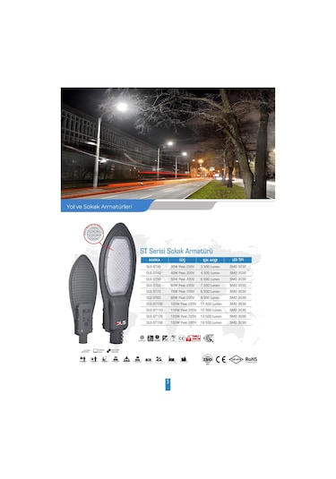 60w Led Yol Sokak Armatür Dls Park Bahçe Çevre Site Bina Dış Mekan Lamba Aydınlatma Ledli Sokak Armatürü Çok Renkli