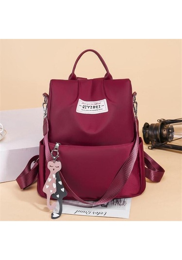 Kadınlar İçin Oxford Sırt Çantası Yüksek Kapasiteli Hırsızlık Önleyici Fermuarlı Seyahat Büyük Günlük Sırt Çantası Kolye Red Kırmızı