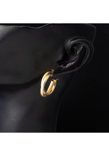 Bilezikci Balık Sırtı İtalyan 14 Ayar Altın Halka Küpe DLM4266