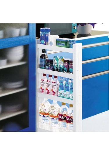 Motek Çok Amaçlı Tekerlekli Organizer Mutfak Banyo Rafı Beyaz