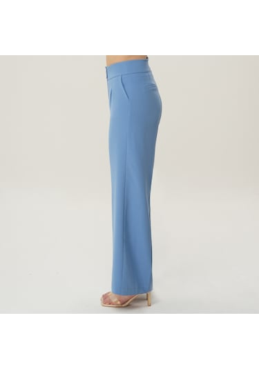 Deryam Tekstil Geniş Paça Kadın Pantolon Mavi