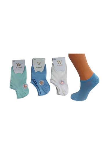 3'lü Kaliteli Modal Patik Kadın Çorap-mavi Mavi