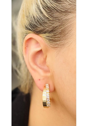 Zirkon Taşlı Çiftli Model Çelik Kolye Altın - Gümüş