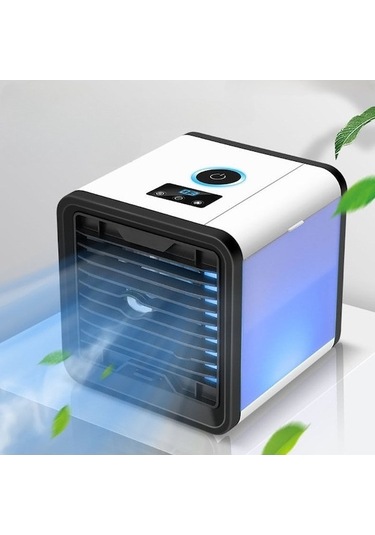 Reedark Masaüstü Çift Renkli Hava Soğutucu - 3 Hızlı, 7 Renkli Işıklı, Lcd Ekranlı Spreyli Mini Fan