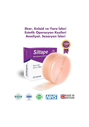 Advancis Medical UK Siltape Soft Silikon Yara İzi Dikiş İzi Sezaryen Yanık Estetik Bant 2 CM x 3 M