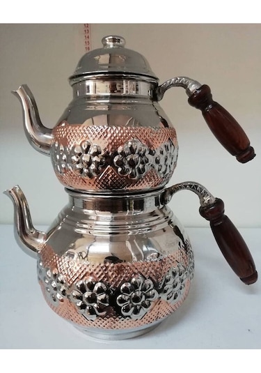 Desenli Bakır Çaydanlık Küçük Boy Bakır