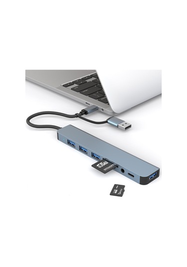 Plentiful 7 In 1 Usb Ve Type-c To Usb A + Type-c Usb 3.0 Çevirici Adaptör Çok Portlu Çoklayıcı Usb Hub