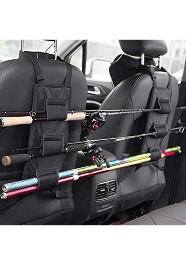 Yaozixa Araç Arka Koltuk Balıkçılık Kamışı Tutucu Seti - Süper Tutuculu, Araç İçi Sıkıca Sabitleyici, Sırt Koltuğu Montajlı, Sualtı Malzemesi, 38x18cm Siyah