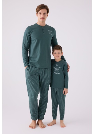 Arnetta 3130 Erkek Çocuk Uzun Kol Pijama Takım Yeşil