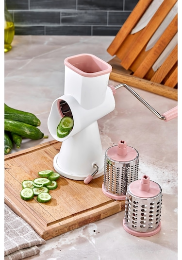 Cooker Paslanmaz Çelik Çevirmeli Rende Kollu Sebze Doğrayıcı Ckr3380-pembe Pembe