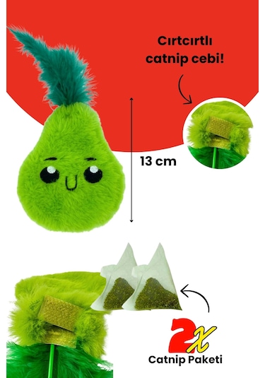 Miyav Çılgın Manav- 4 Adet Peluş Kedi Oyuncak Seti 8 Adet Catnip