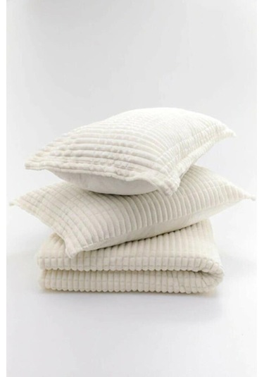 Merinos Modern Line Tek Kişilik Battaniye Seti Krem Krem