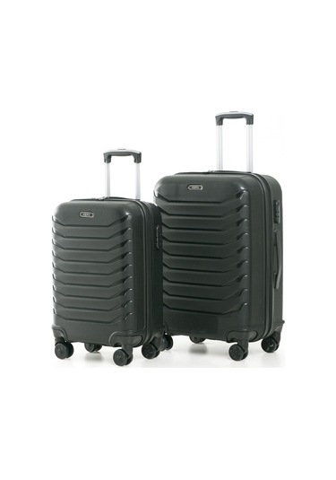 Yefa Pp Polipropilen Kırılmaz Orta & Kabin Boy 2'li Valiz Seti Siyah
