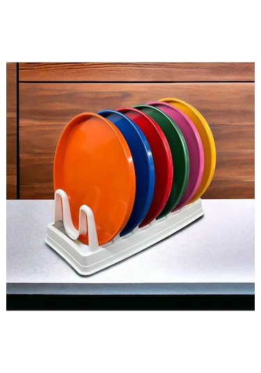 6 Lı Metal Renkli Sunum Servis Tepsisi Tepsi 24cm