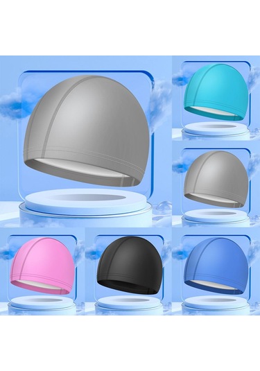 Göl Mavisi Yüksek Elastik Unisex Yüzme Bonesi Uzun Kısa Saç Düz Renk Yüzme Bonesi Mavi